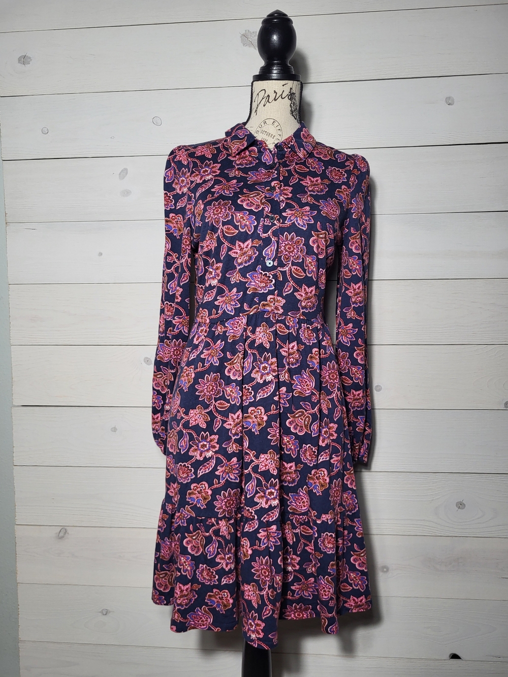 Boden Dress Floral Long Sleeve Tiered Cotton BOHO.